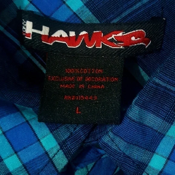 Men's blue plaid shirt size large. - Picture 2 of 5